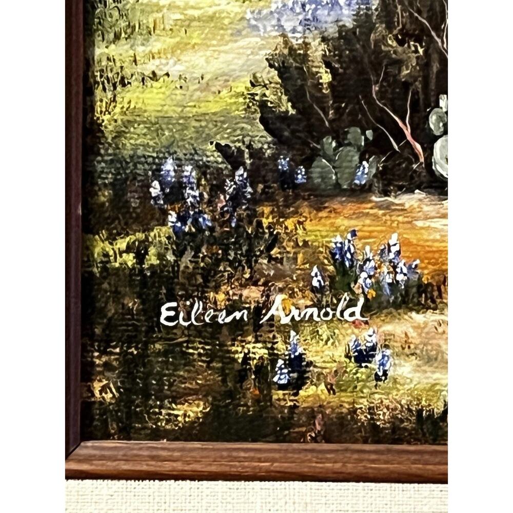 VTG Texas Bluebonnet Oil Painting on Canvas - Hill Country- Signed Eileen Arnold - Picture 4 of 15